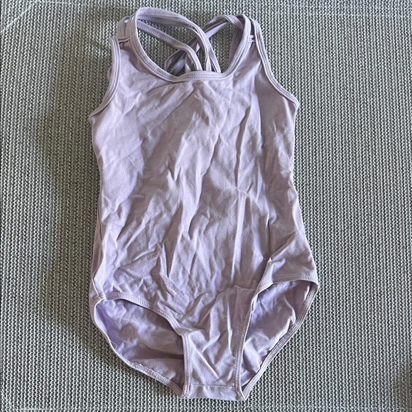 Good🎉 Condition ARSHINER Lavender Strappy Ballet Leotard: girls Age 6-7 - Picture 3 of 4